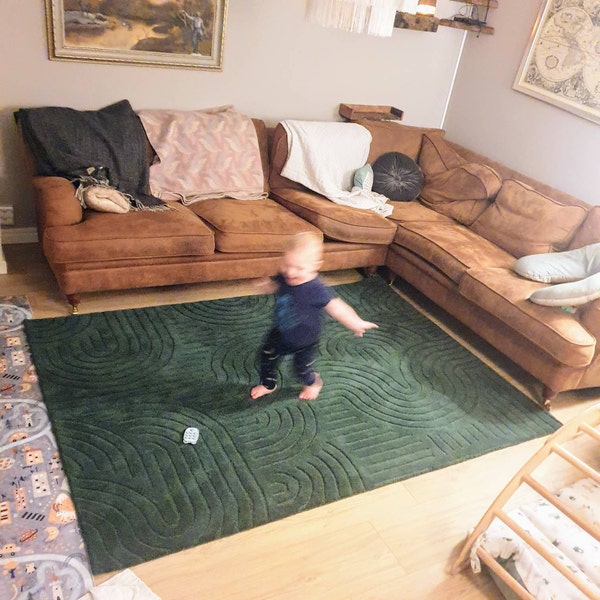 Round Rug, Abstract Round Carpet, White Round Rug Tufted Wool Circle ...