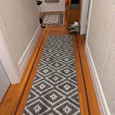 ORFA HOME Custom Size Hallway Runner Rug, Slip Resistant, 26 Inch Wide x Your Choice of Length Size, Damask Anthracite, 26 Inch X 20 Feet, Sold and Priced Per Foot ORFA HOME Custom Size Hallway Runner Rug, Slip Resistant, 26 Inch Wide x Your Choice of Length Size, Damask Anthracite, 26 Inch X 20 Feet, Sold and Priced Per Foot