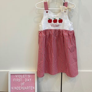 Cypress Row Girls First Day of School Collins Classic Dress - Apples Print