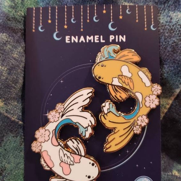 Enamel Pin: Japanese Cherry Blossom Koi Fish, Sakura Koi Fish Pair Pin ...