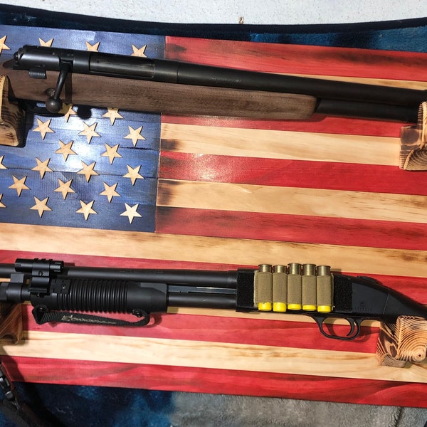 36x20 Rustic American Flag Double Gun Rack. Double Gun Bow Rack. - Etsy