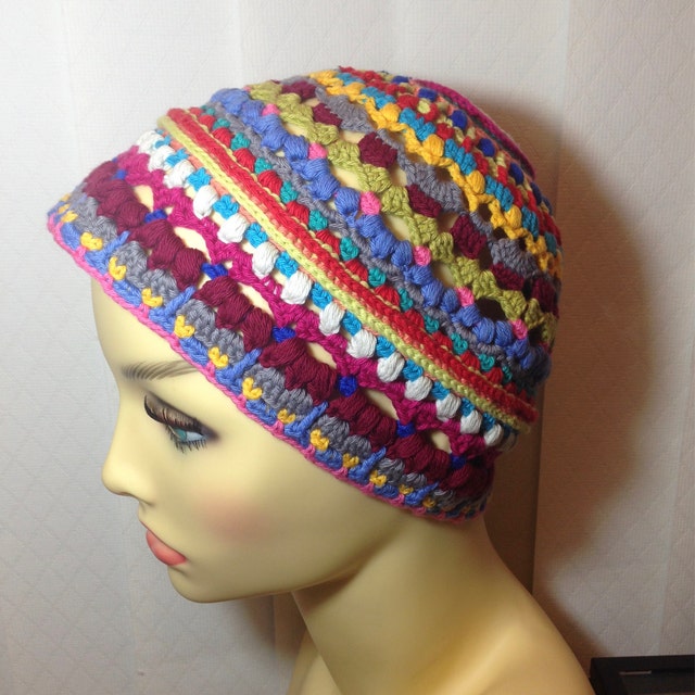 Hippie Crochet Hat Pattern PDF - Crocheted Beanie Pattern