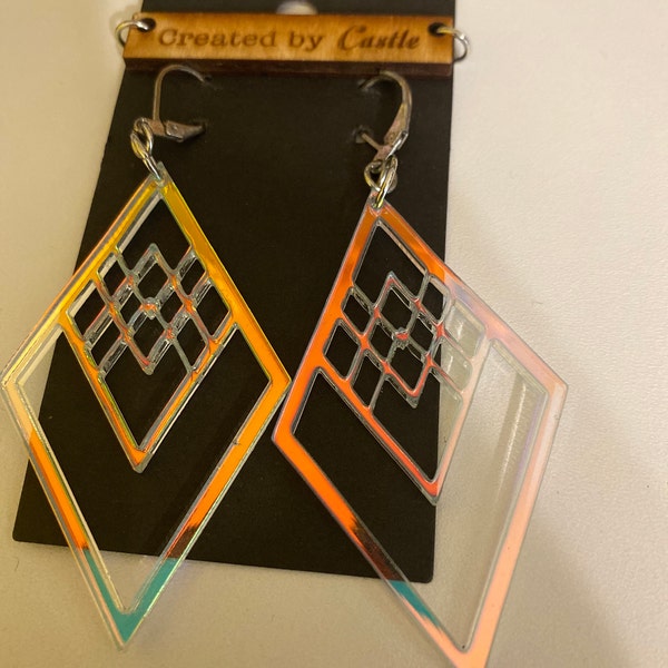 80s Rave Earrings Green Lightning Bolts