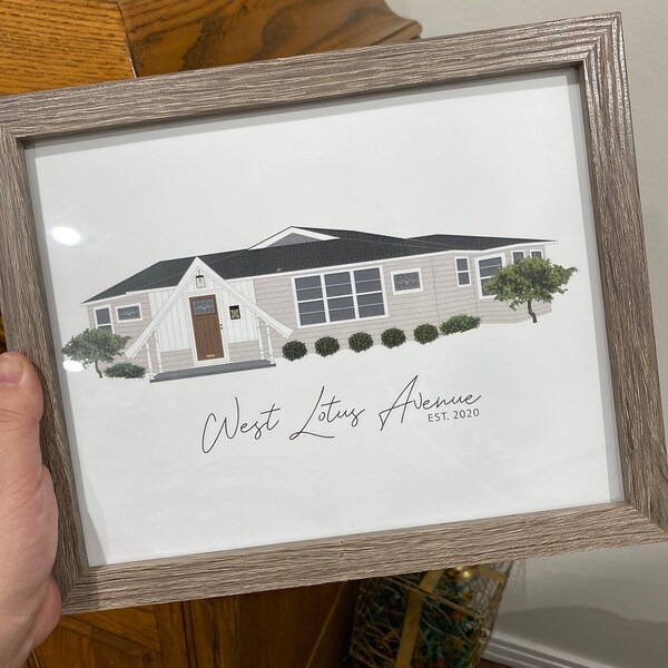 Custom House Portrait Print, New Home Gift - Etsy