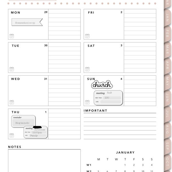 Portrait Digital Planner 2026 2027 2028 & Undated, Goodnotes Planner ...