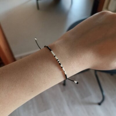 Bracelet 'Je T'aime' Code Morse - Cadeau Couple, Adjustable, Perles Tressées | IKOPFLN