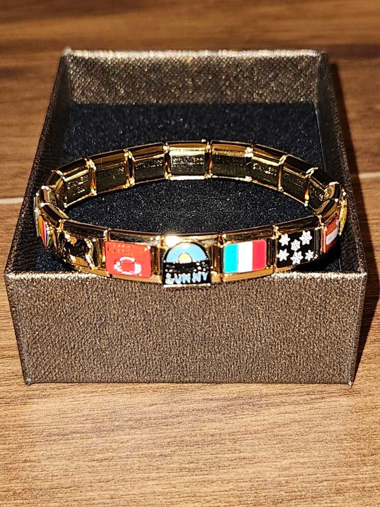 Gold Italian Bracelet, Custom Gold Italy Charms, Personalized Italian Bracelet, Italy Charms