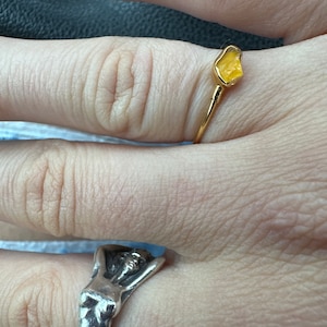 Customer photo from Jacqueline, Dainty Raw Citrine Ring in Yellow Gold
