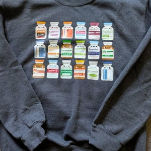 Medication Vial Sweatshirt for Pharmacy Techs, Pharmacists, Nurses, Nursing Students, Medical, Doctor, CPhT Cute Healthcare Stocking Stuffer
