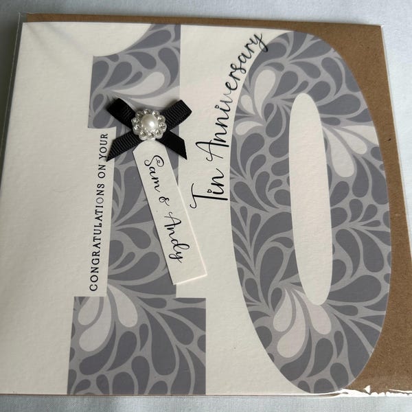 Personalsed Handmade Tn/10th Weddng Annversary Card - Etsy