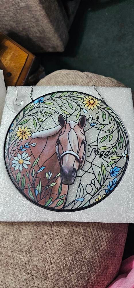 Custom Horse Portrait GLASS Suncatcher, Stained Glass Horse Memorial, Custom Horse Portrait from Photo, Sympathy Gifts, Horse Lovers Gift