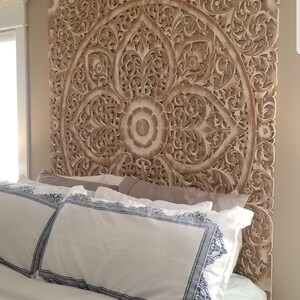 Mandala Boho madera tallada cabecera Queen panel de talla de | Etsy