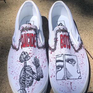 Thought I'd share my new custom Vans slip ons that my friend painted for  me! We designed it together off of the Exogenesis album art off of The  Resistance :) Her business