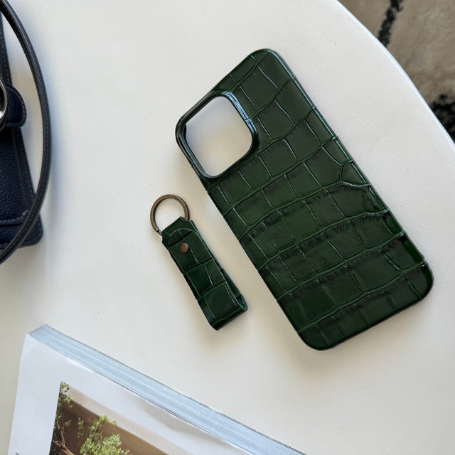 [EENK] / ☆ Phone Case with Leather Strap / Croco Green Phone Case with Leather Strap Croco Green : EENK SHOP