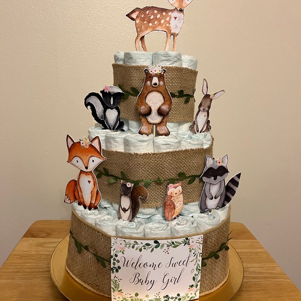 Woodland Diaper Cake Kit, Forest Baby Shower Decorations - Etsy