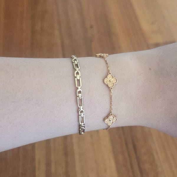 Ladies Bracelet 9ct (375, 9K) Yellow Gold Figure 8 Link Diamond Bracelet