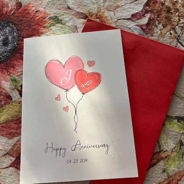 Anniversary Card Personalized Couple Anniversary Card for Her or Him ...