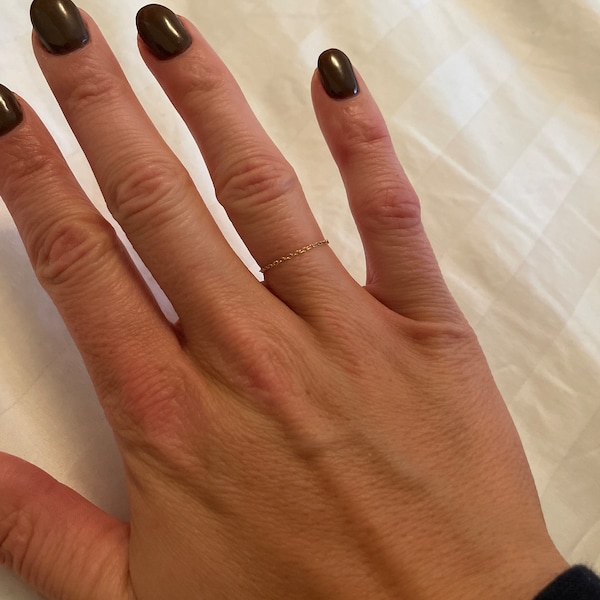 14k Dainty Chain Ring / Super Dainty Link Chain Ring / Barely There ...