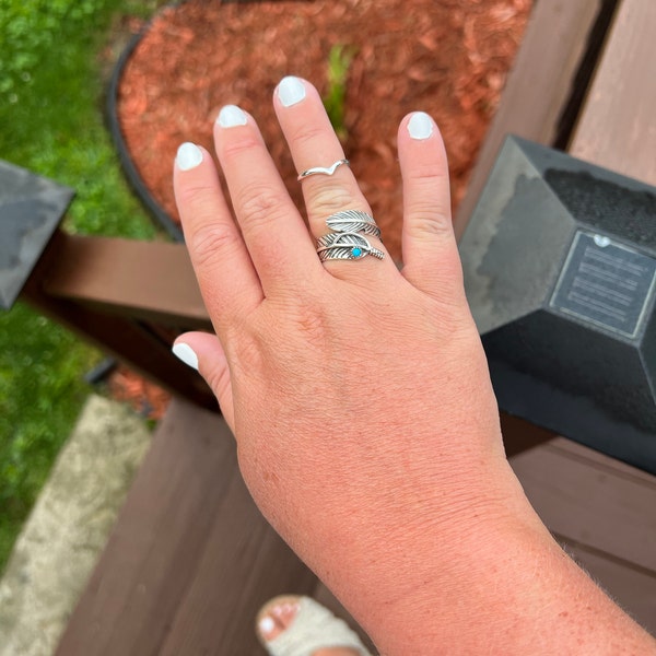 Adjustable Feather Rings for Women