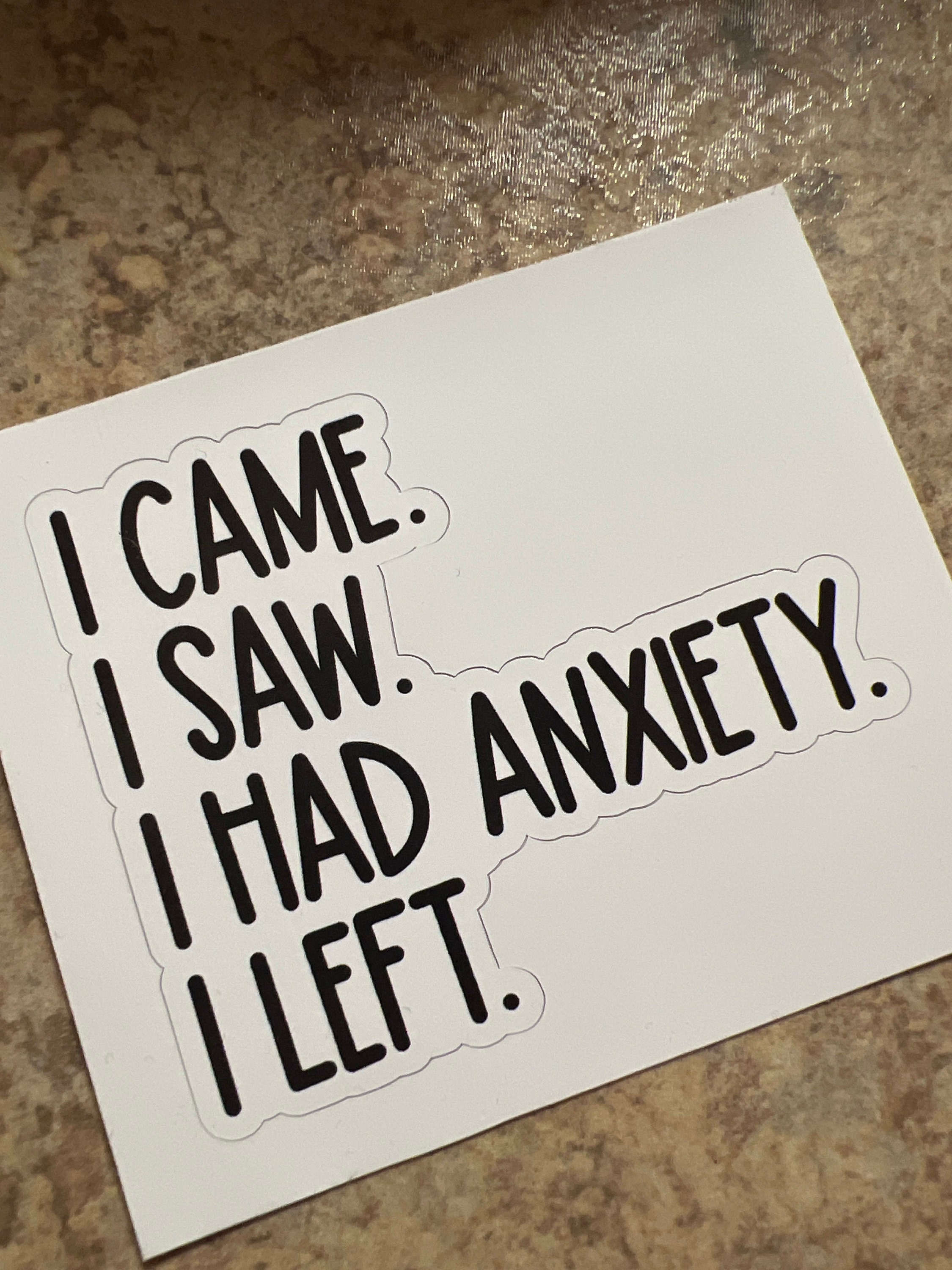 i came i saw i had anxiety i left sticker, funny introvert sticker, funny sticker, laptop decal, anxiety tumbler sticker, anxiety sticker