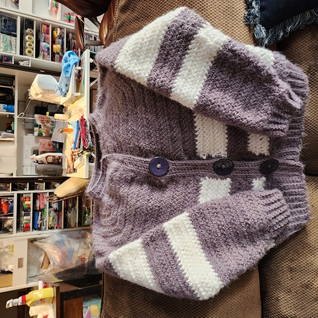 A customer's finished Get Comfy Cardigan Crochet Pattern