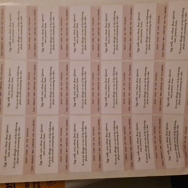 Printed Ingredients Stickers - Custom Ingredients List - Personalised ...