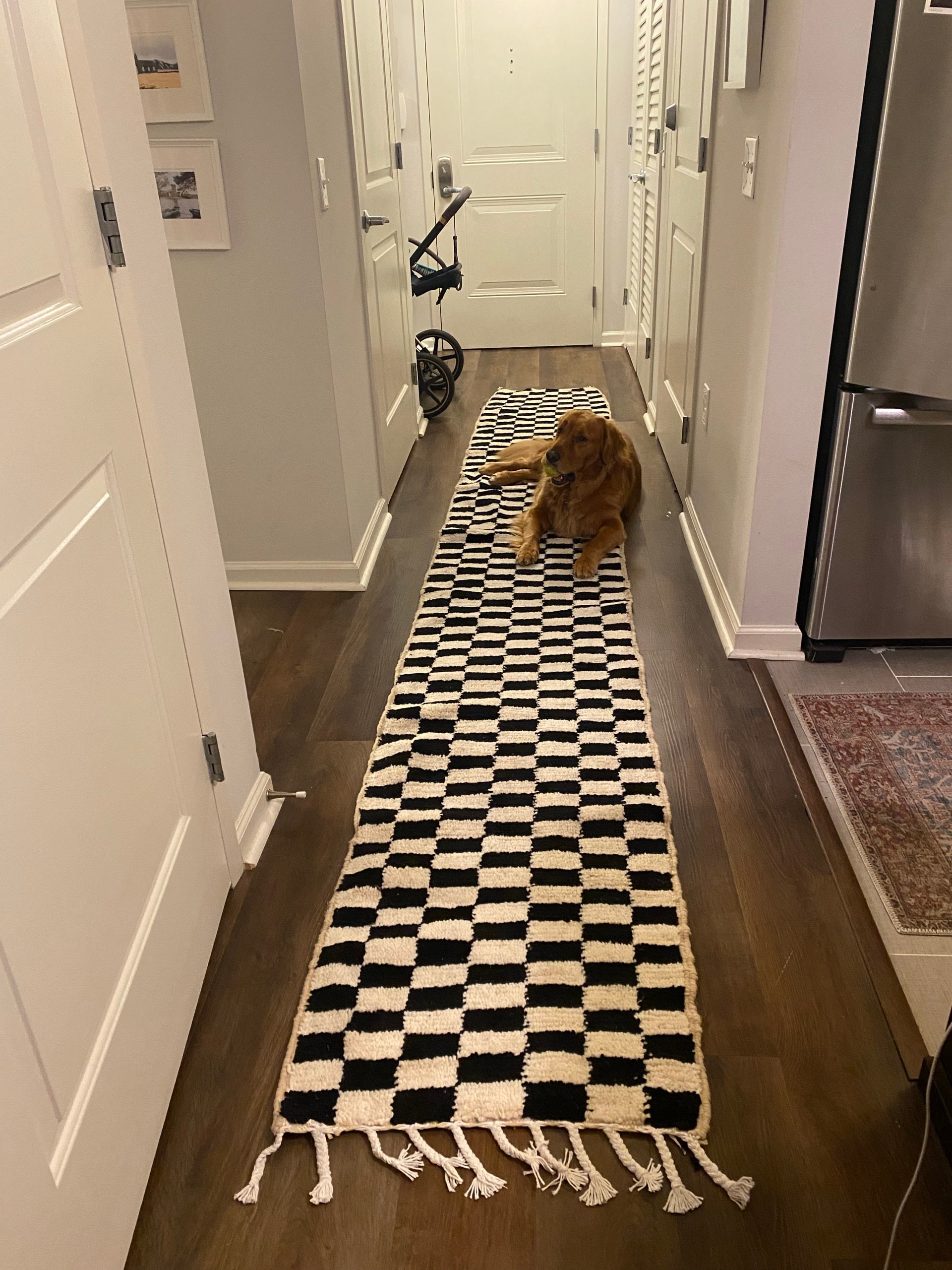 Black and white Checkered runner rug!