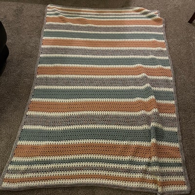Crochet Modern Granny Blanket in Peach and Grey Pattern - Etsy