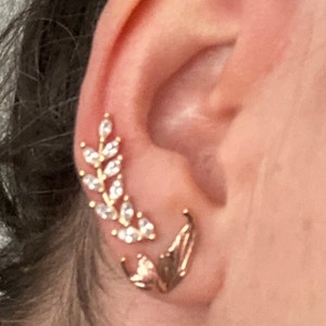Elliptical Leaf Silver Ear Cuffs  Silver Jewellery By Moha