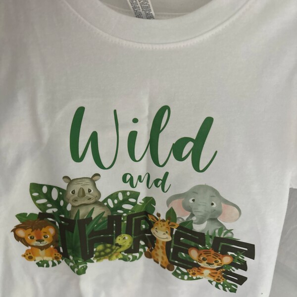 "Young Wild And Three" Girls 3rd Birthday Shirt - Toddler Birthday Outfit - View #3