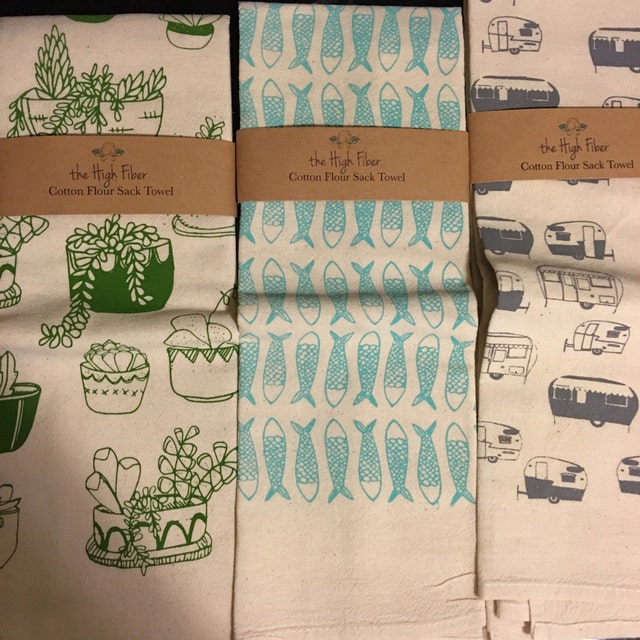 Set of 3 Hand Printed Kitchen Towels, Choose Your Set, Hostess Gifts, Zero  Waste 