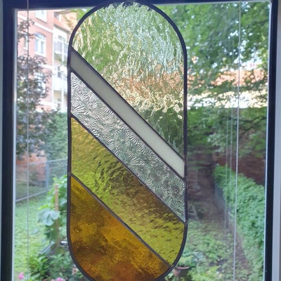 Art Deco Stained Glass Wall Decor, Glass Window Hanging, Modern