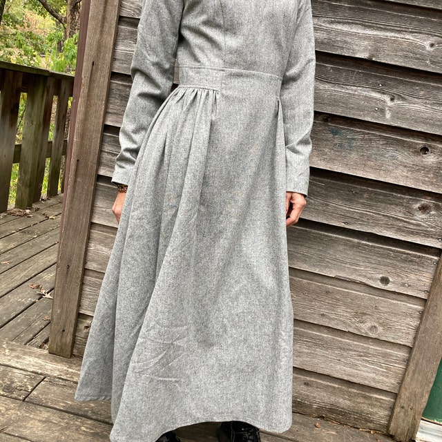 Grey Wool Dress, Pleated Dress, Long Dress, Womens Dresses