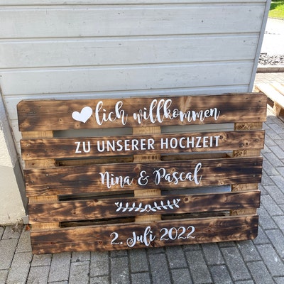 Palettenaufkleber Hochzeit, Willkommen Hochzeit, Willkommenschild