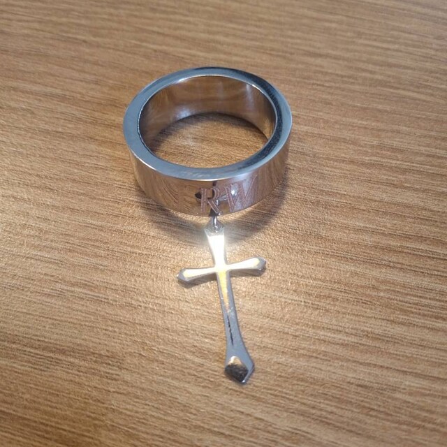 Stainless Steel Tie Ring With Cross Decoration for Men's