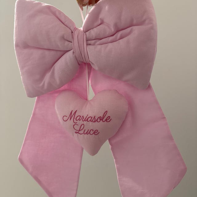 Tessuto Pannolenci stampato fantasia baby 50 cm altezza 90 cm fiocco cuore celeste rosa Hobby Cucito Creativo Pupazzi Fai da Te Pannello Stoffa Tessuto decorazioni (40 Fiocco Lilla