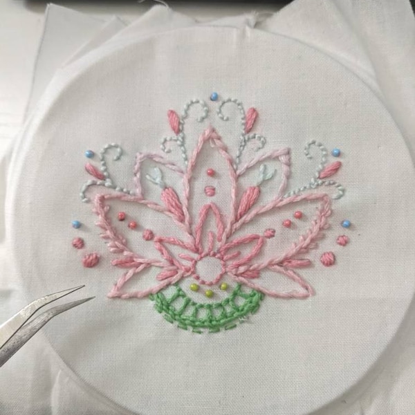 Learn to Embroider With This Mini Lotus Flower Hand Embroidery Printed ...