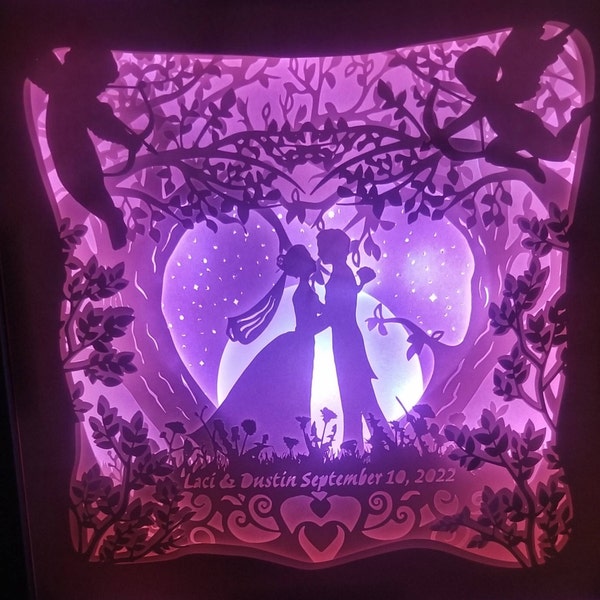 Wedding Gift Love Shadow Box SVG Template, St Valentines Papercut ...