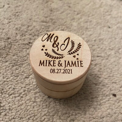 Ring Box Wood Round Ring Box Wedding Ring Boxes for Ceremony Rustic ...