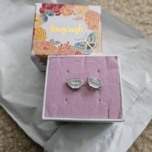Customer photo from i61gg9rt, Large Raw Herkimer Diamond Stud Earrings in Yellow Gold