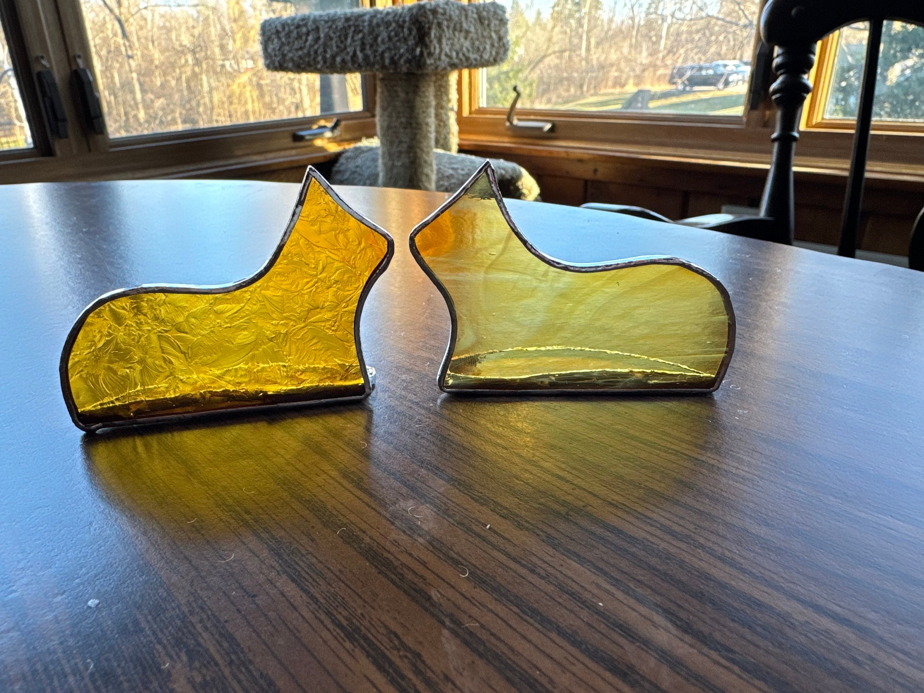 Small Standing Stained Glass Cat Suncatcher Ornament