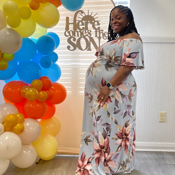 Here Comes the SON Wooden Baby Shower Backdrop Sign | Baby Shower Decor ...