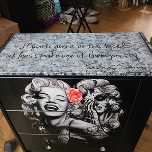 Sugar Coated New Custom Made Marilyn Monroe James Dean 3 Drawer Chest Nightstand Bedroom Living Room Foyer Dorm Room Decor Storage Glam
