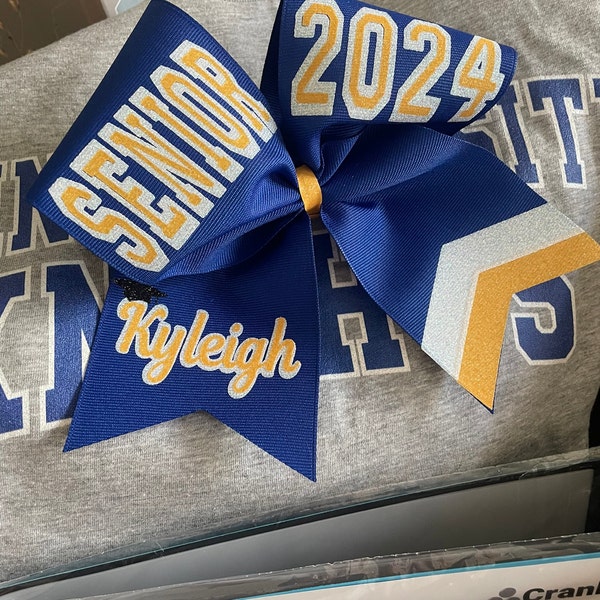 Senior Cheer Bow, Senior Night Bow, Custom Cheer Bow With Senior Cap ...