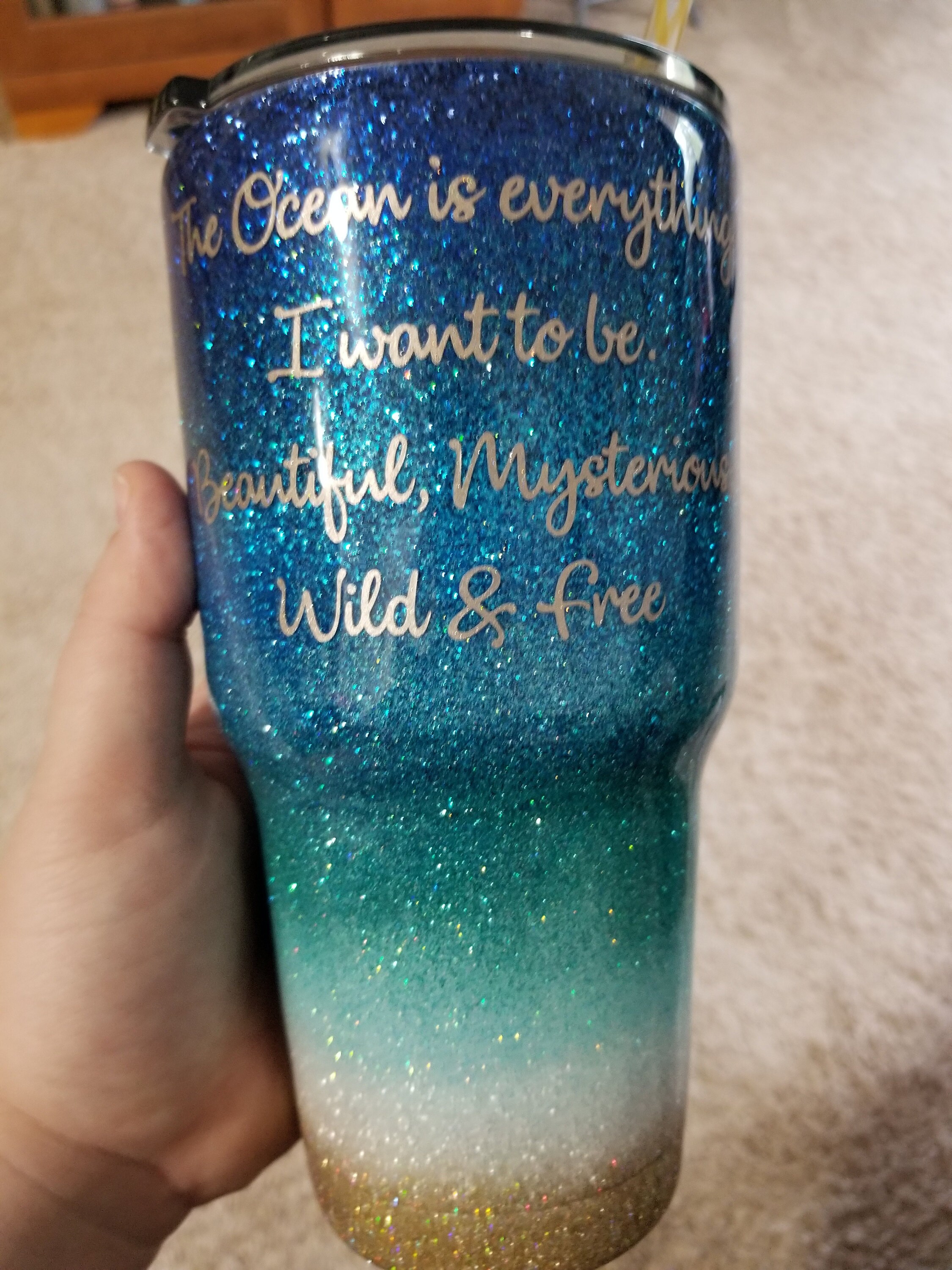 Beach Tumbler Beach Glitter Glitter Dipped Tumbler Etsy