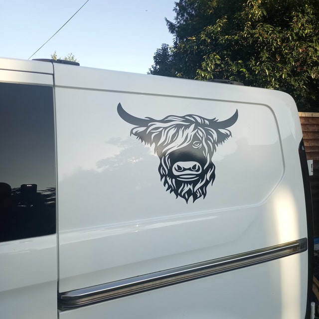 Scottish Highland Cow Car Decals Pack Of 2 - Realistic 12x12 Inch Waterproof Window Stickers