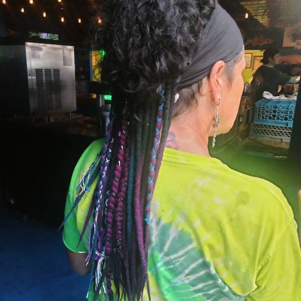Wool Dreadlocks Ombre Black-purple, Ombre-black-blue Navy Braids ...