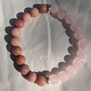Bracelet 3 Couches Perles Quartz Rose - Réglable, Fait Main En Inde - Neuf, Cadeau Idéal