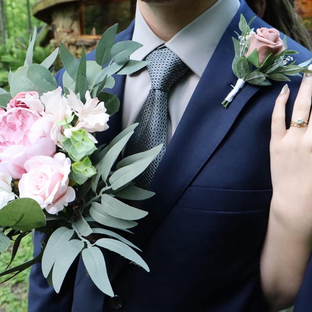 Dusty Rose Boutonniere Set per Uomo - Matrimonio, Italia