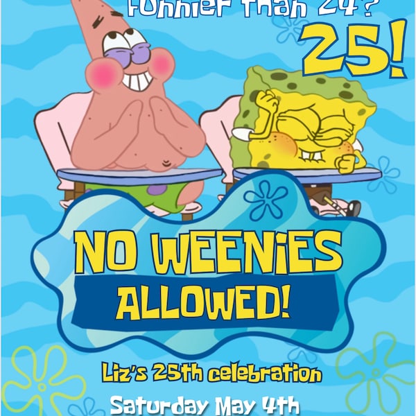 Editable Spongebob Birthday Invitation Template | Printable Sponge Bob Invite | Party ...